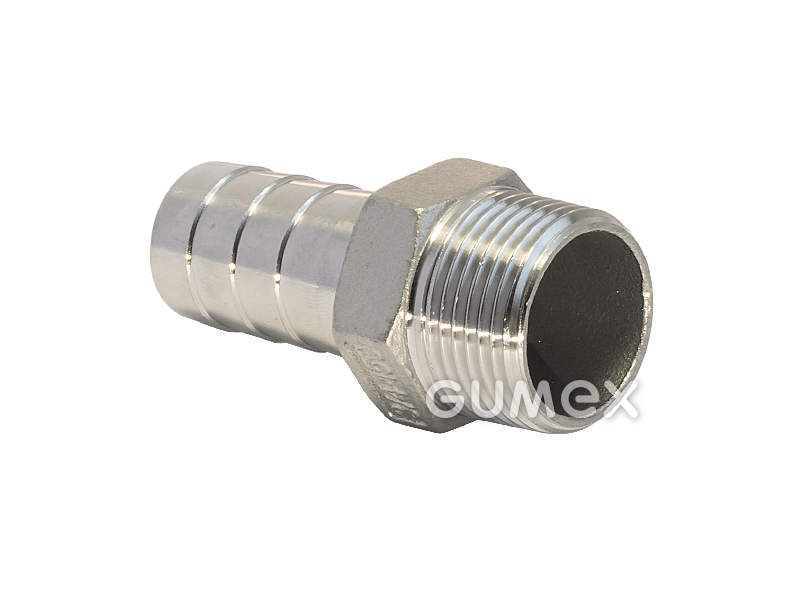 Hadicový násadec se šestihranem, 10mm, vnější závit G 3/8", 20bar, -25°C/+180°C, nerezová ocel